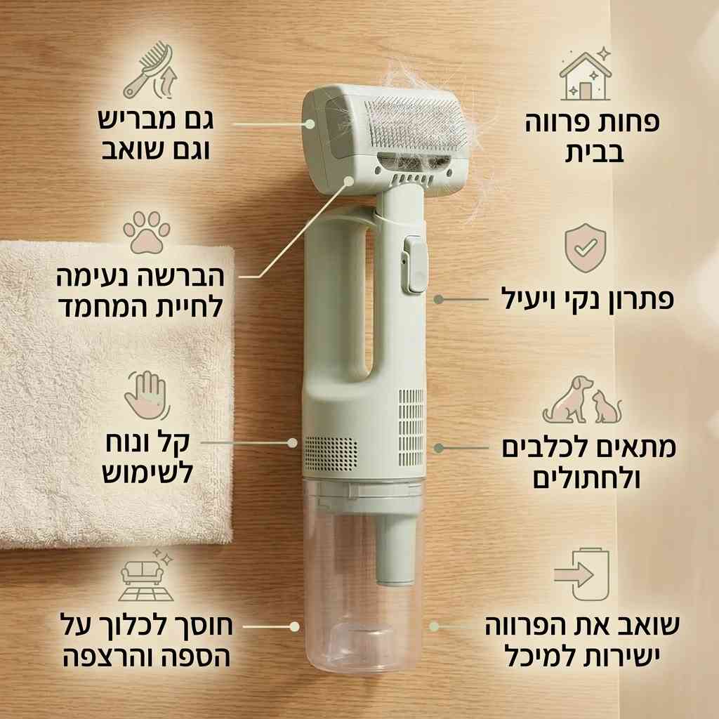 מסרק שואב פרווה מקצועי